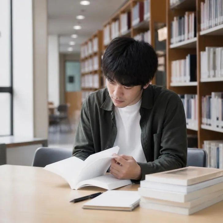 テキストを広げて学習計画を立てる社会人(イメージ)