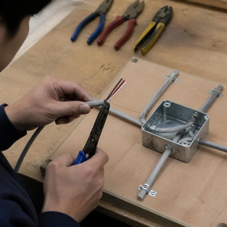 技能試験の練習板と、配線の作品(イメージ)