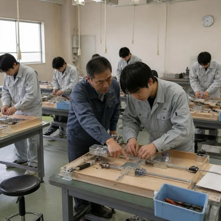 講習会で配線の練習をする受講者と講師(イメージ)