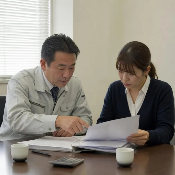就業規則と資格一覧を見比べる人事担当者(イメージ)