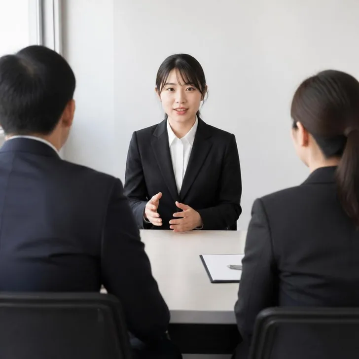 面接の練習をする受験生と面接官役(イメージ)